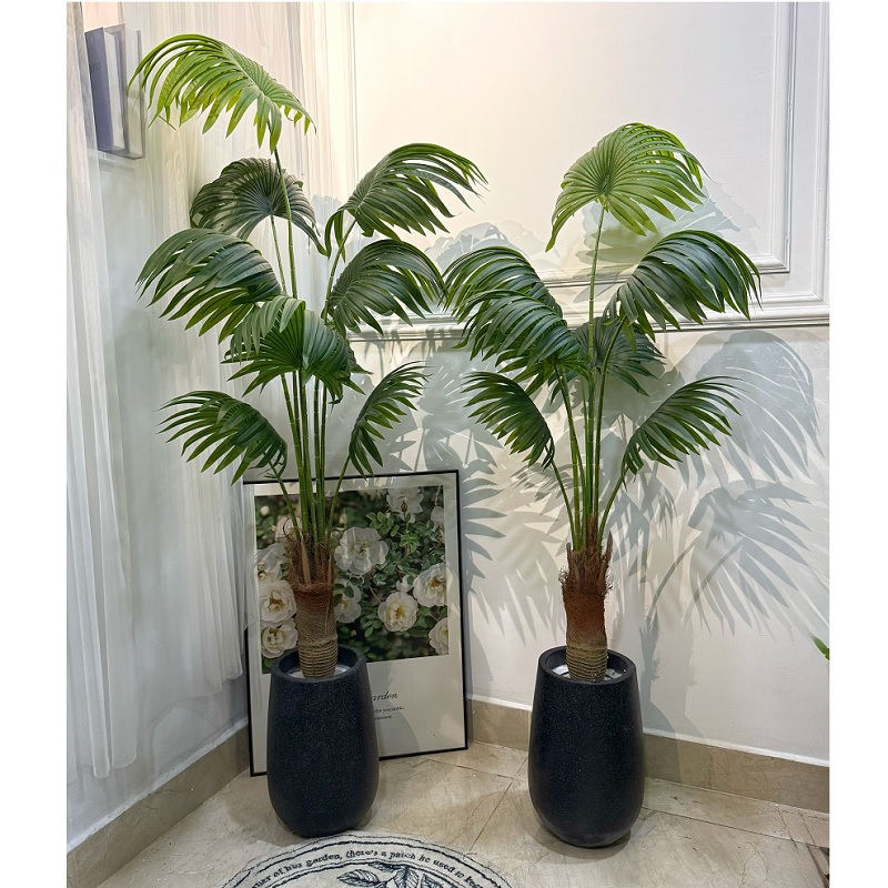 Cây cọ giả kèm chậu decor nhà giống thật